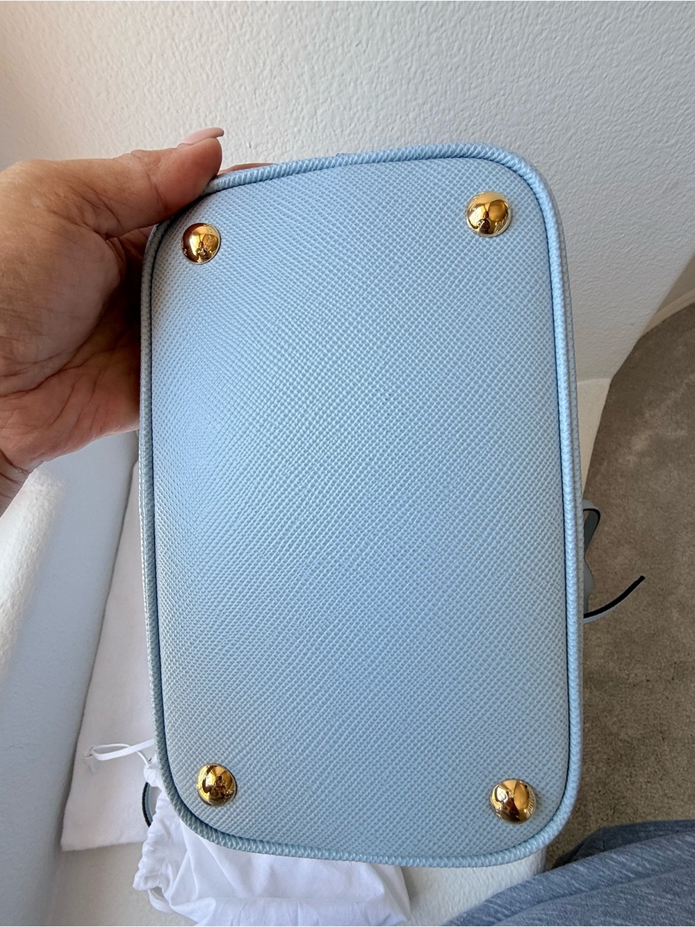 Prada Powder Blue Saffiano Leather Bucket Top-Handle Tote | Dust Bag | Authentic - Picture 7 of 11